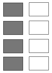 8 kort, 4 i hver kolonne